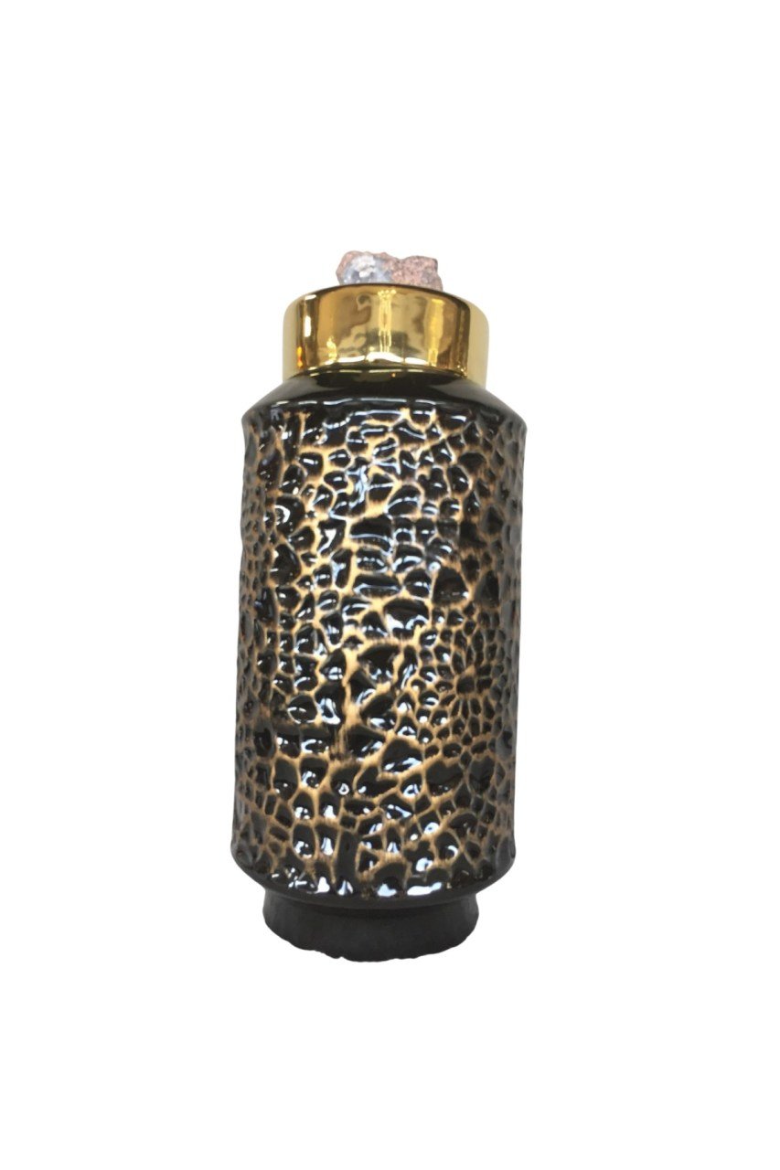 Taşlı Gold Kapaklı Siyah Kup
