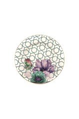 Bej Çiçek Desenli 6 lı Pasta Tabağı 20 cm