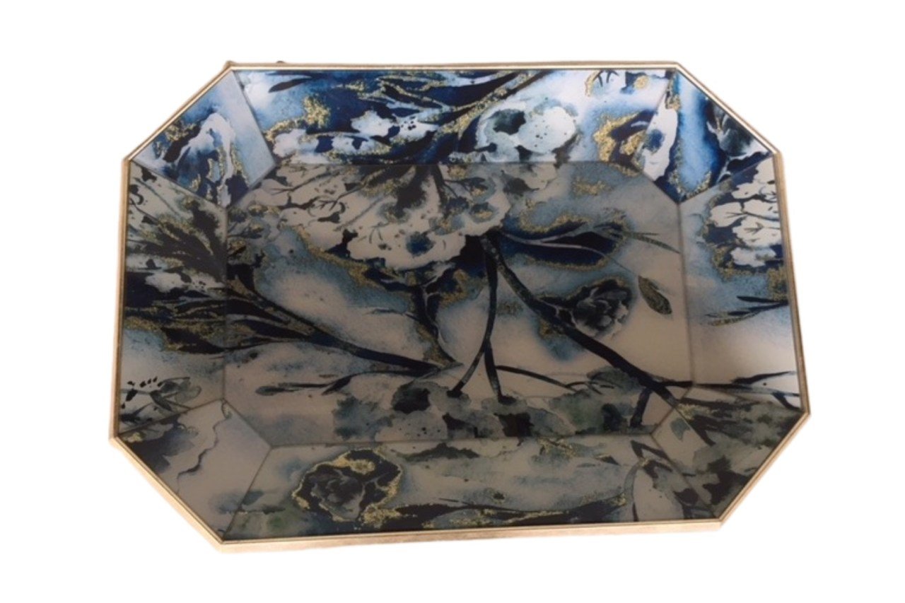 Mikasa Moor Gold Beyaz Yapraklı Tepsi 42 x 30 cm