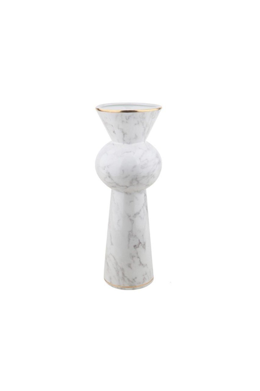 Seramik Mermer Desenli Vazo-35 Cm