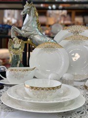 Casbah Gold 12 Kişilik 76 Parça Royal Bone China Yemek Takımı