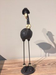 Siyah Minik Şapkali Flamingo Obje 28 Cm