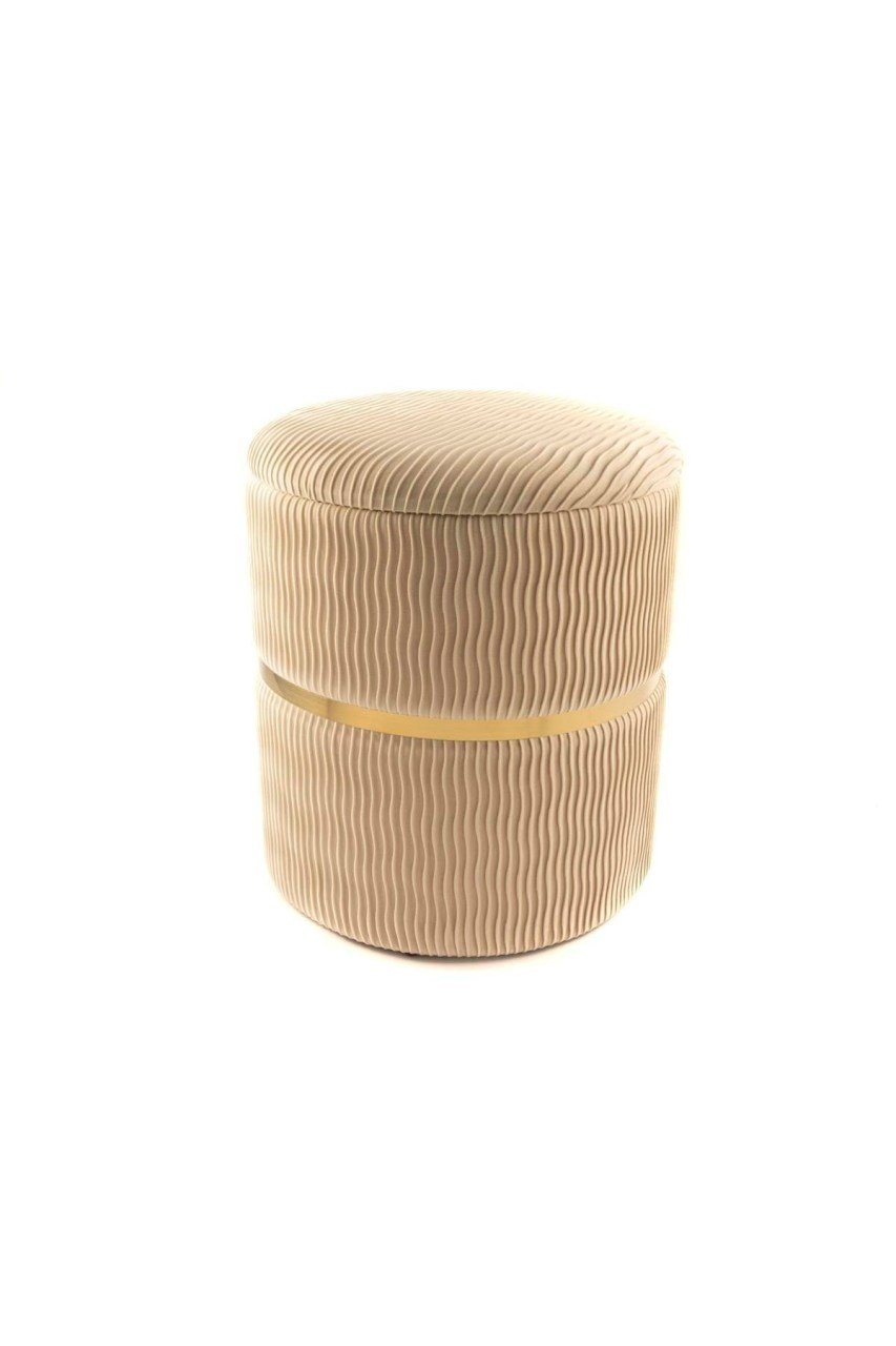 Krem Gold Kemerli Puf 39x45cm