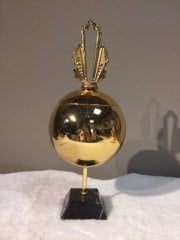 mermer ayaklı artdeco kapaklı alt küre gold vazo