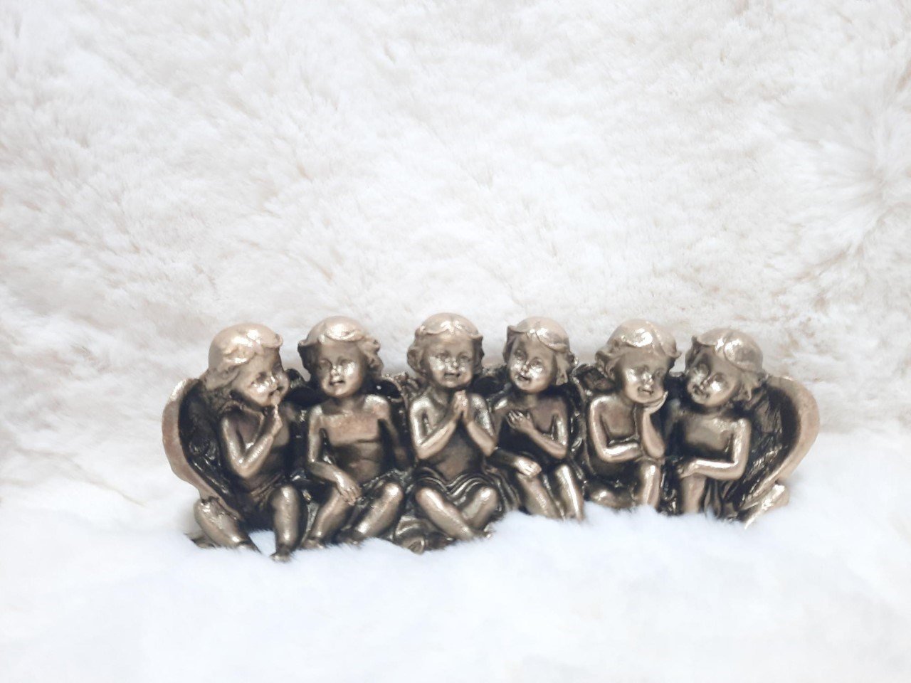 Sıralı Melek Biblo Bronz 20*8 cm