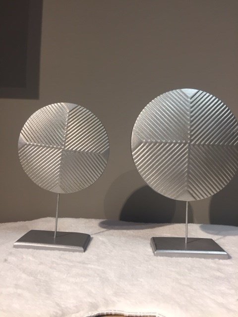 Gümüş 2'li Yuvarlak Obje 36x25 - 30x20 Cm