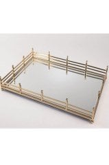 Gold Dik Aynalı Tepsi 44X30Cm